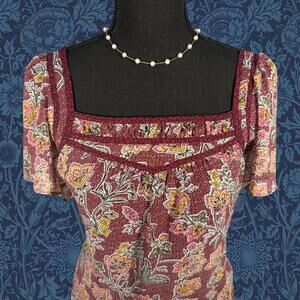 ❤️Cute Burgundy Floral Loft Blouse❤️